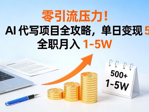 零引流压力！AI 代写项目全攻略，单日变现 500+，全职月入 1-5W